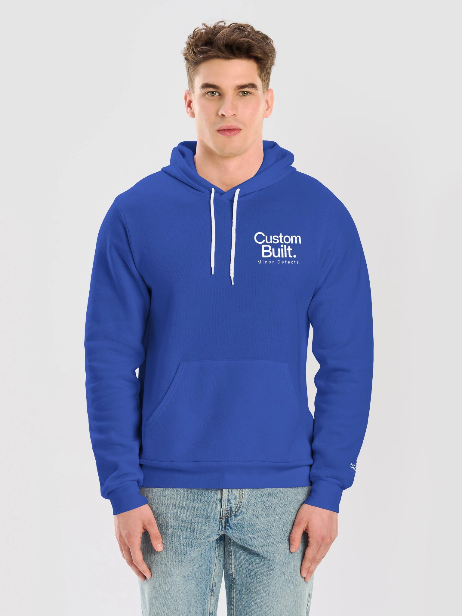 “Custom Built. Minor Defects.” — Bella+Canvas Supersoft Hoodie product image (1)