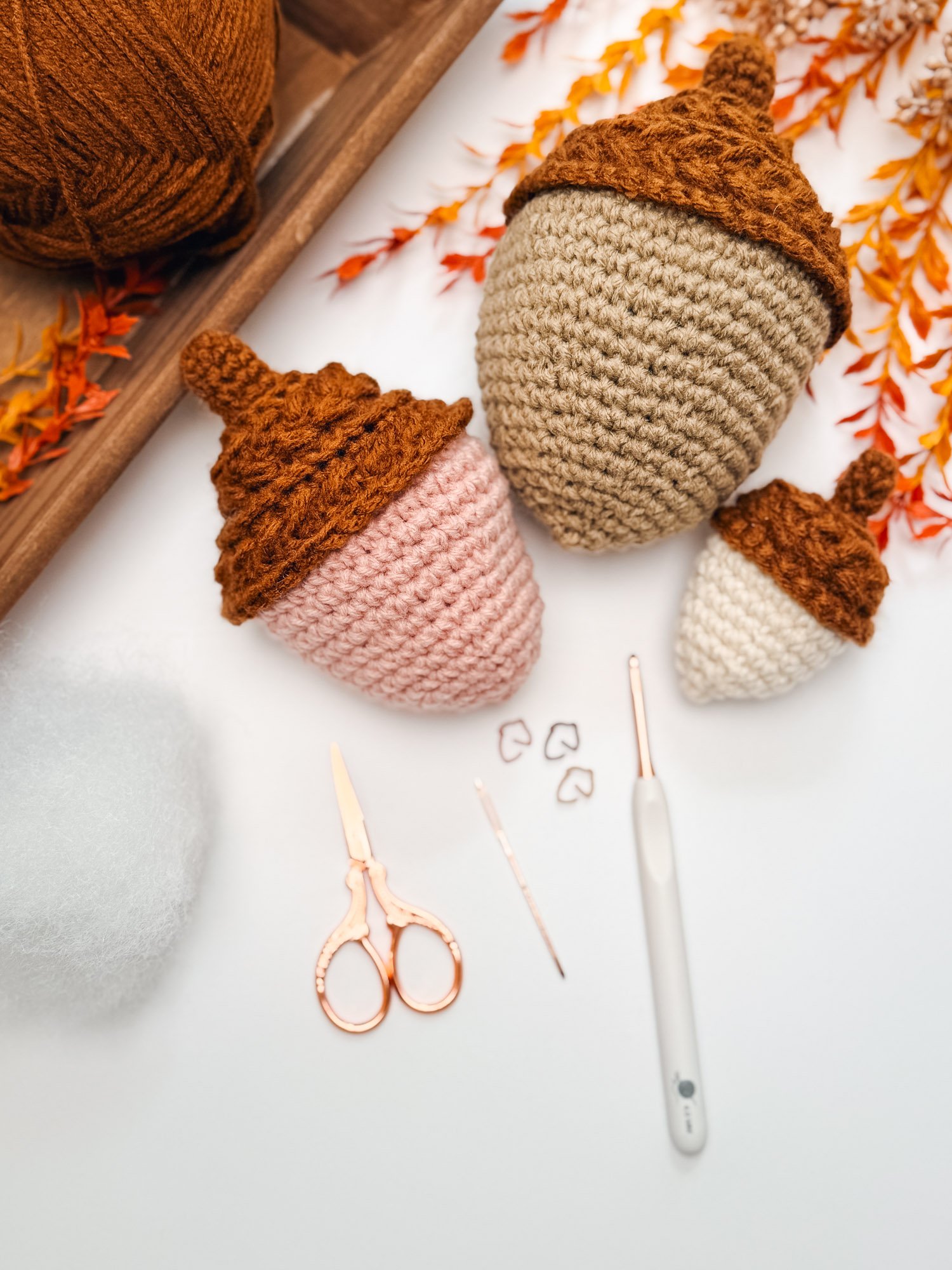 Wheat Stitch™ Crochet Acorns | PDF + Video + App product image (3)