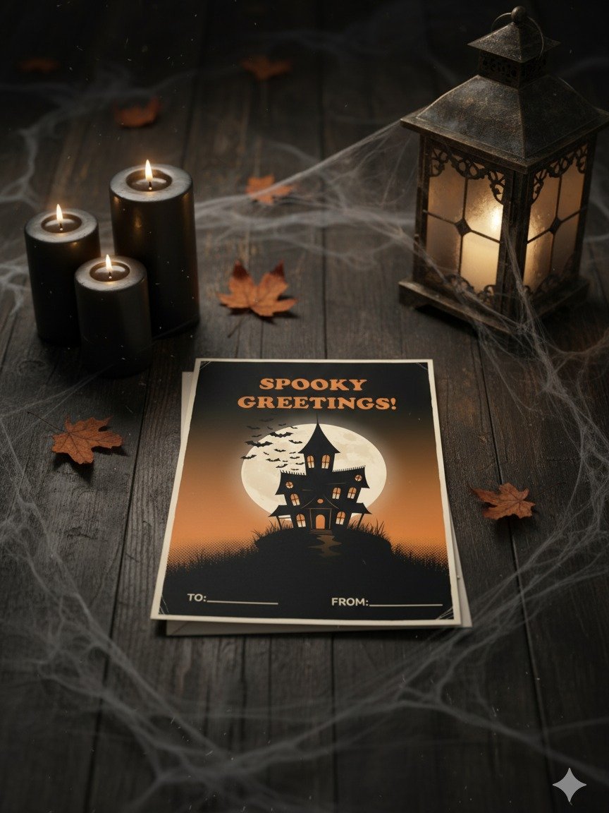Halloween Invitation Card | Spooky Party Invite | Printable Witch Cauldron & Haunted House Halloween Party Decor | Digital Download product image (5)