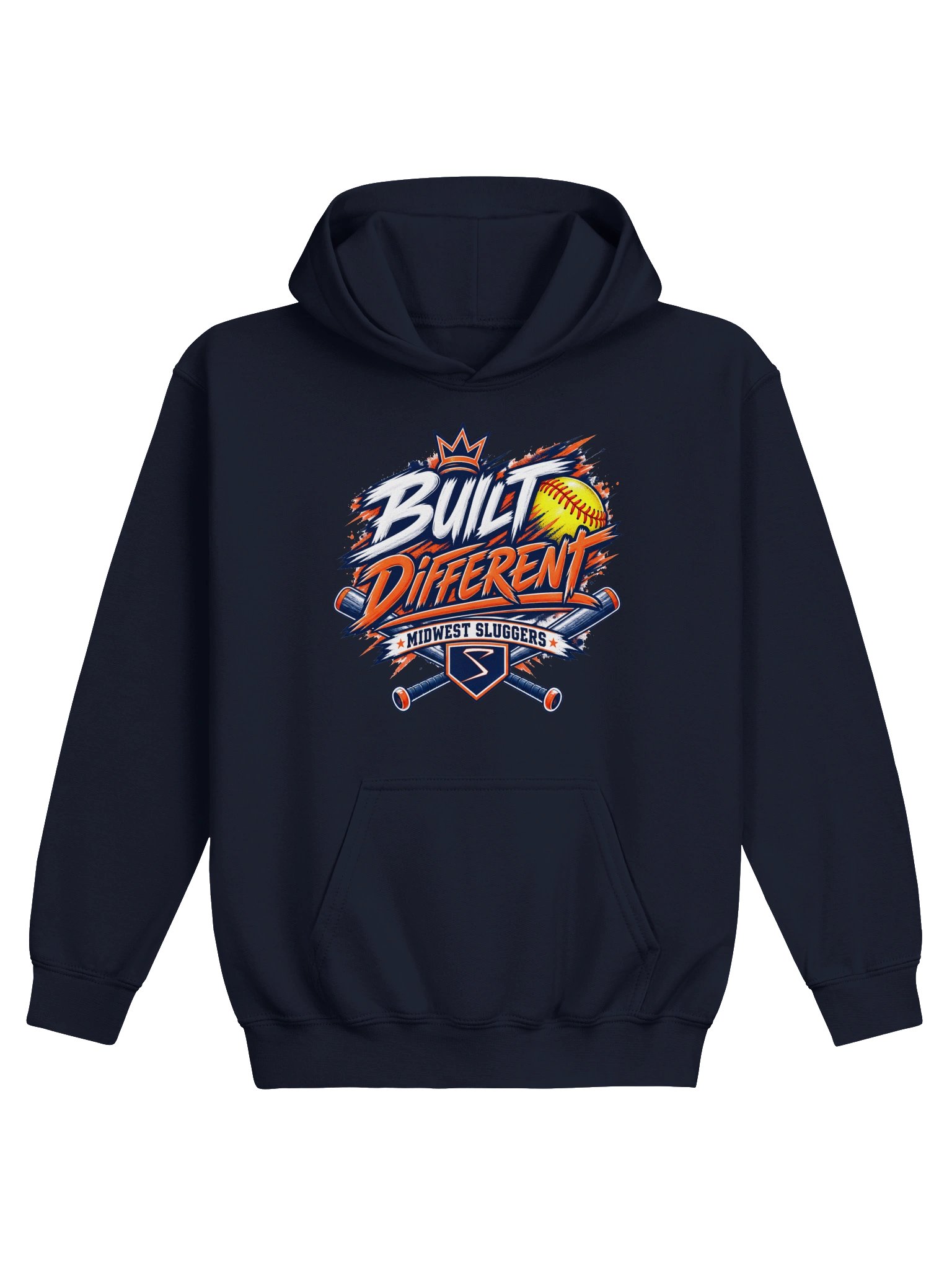 Built Different Crossed Bats Youth Hoodie product image (1)
