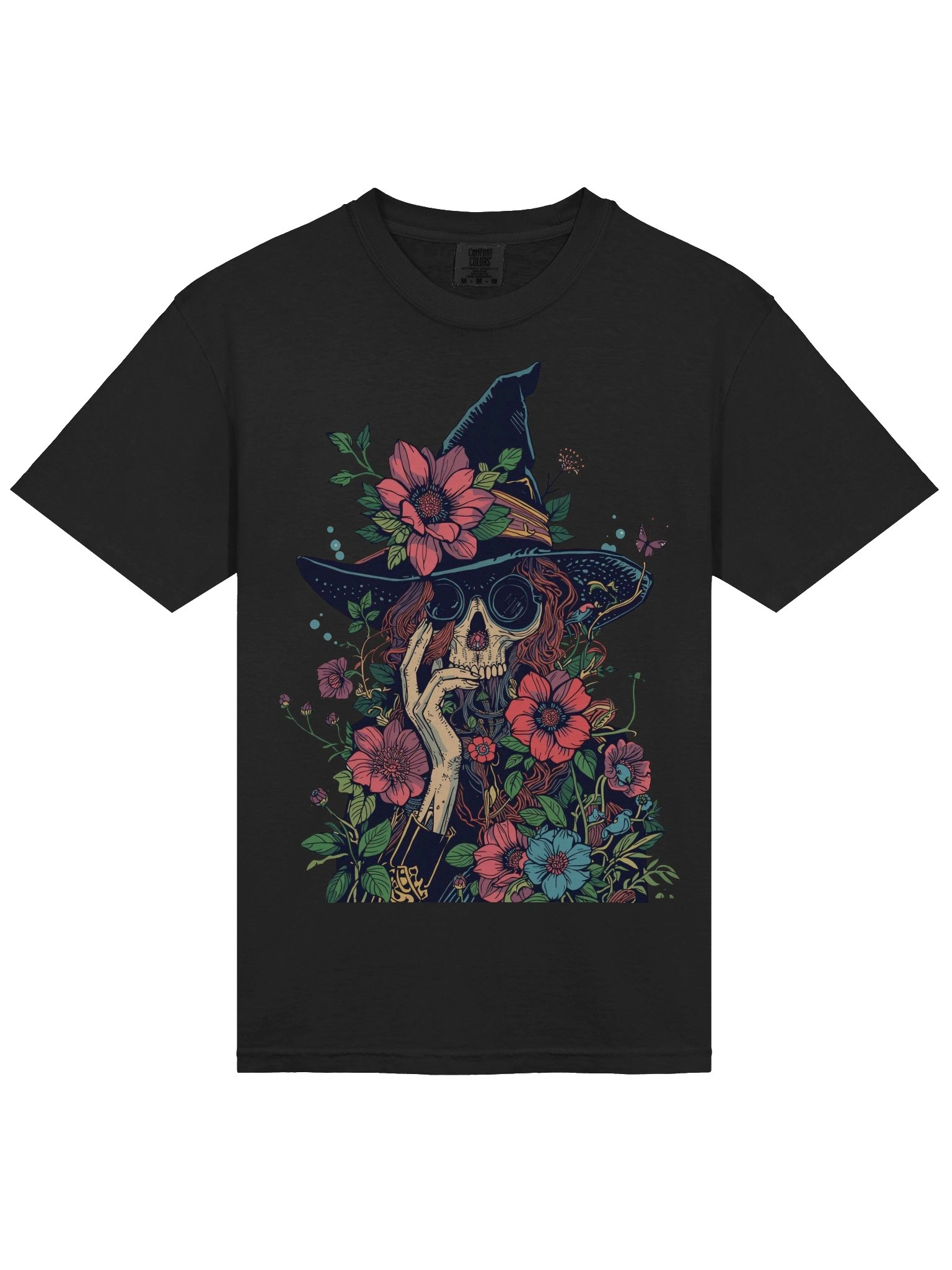 Ornate Floral Witch Skull Heavyweight Tee product image (3)