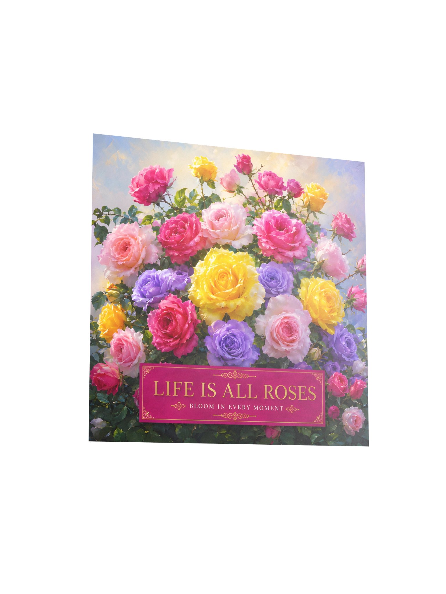 Life Is All Roses 10x10 Poster | Vibrant Pink, Purple, Orange, Yellow & Coral Floral Art. product image (4)