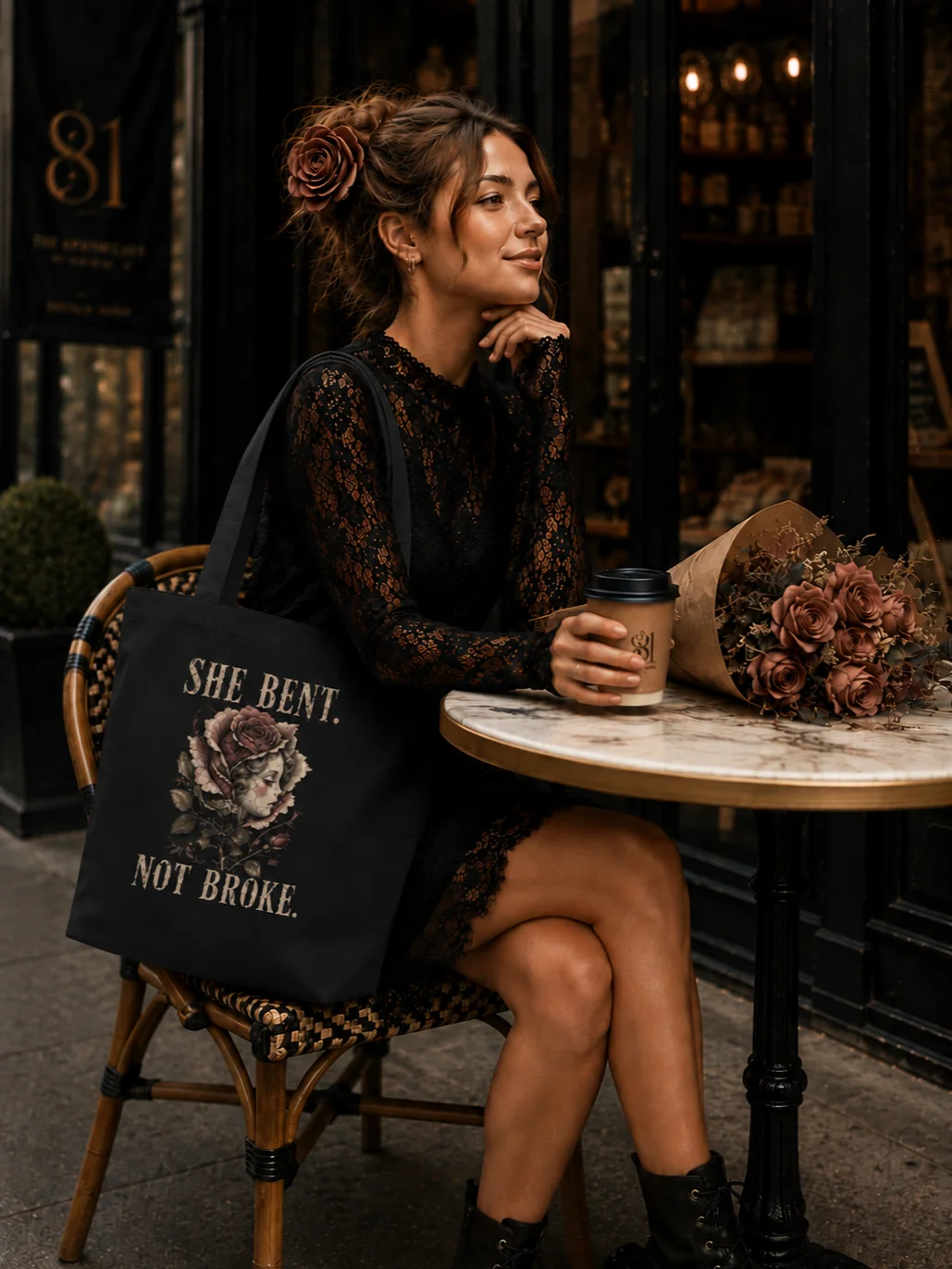 She Bent. Not Broke. Vintage Rose Organic Tote product image (2)