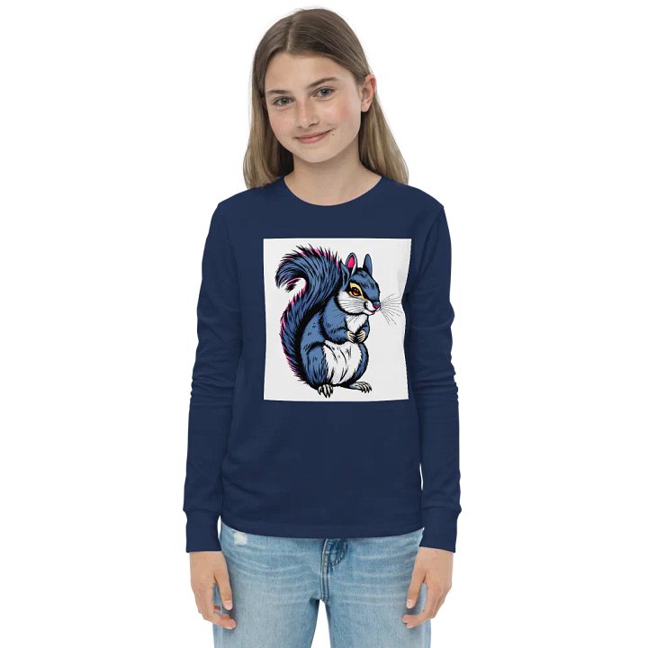 Blue Whiskered Squirrel Youth Long Sleeve T-Shirt product image (1)
