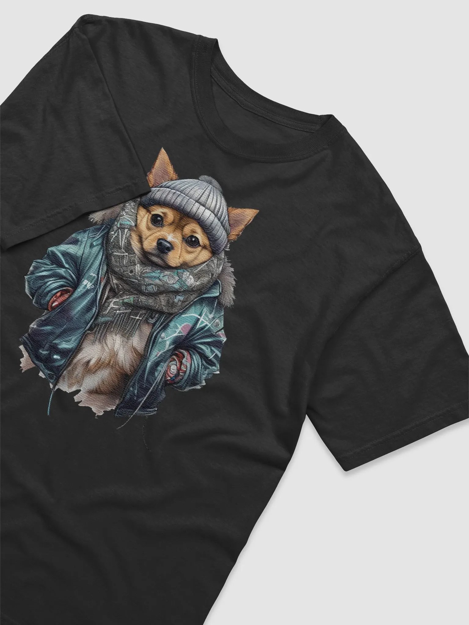 Chihuahua dog wearing a leather jacket and hat product image (3)