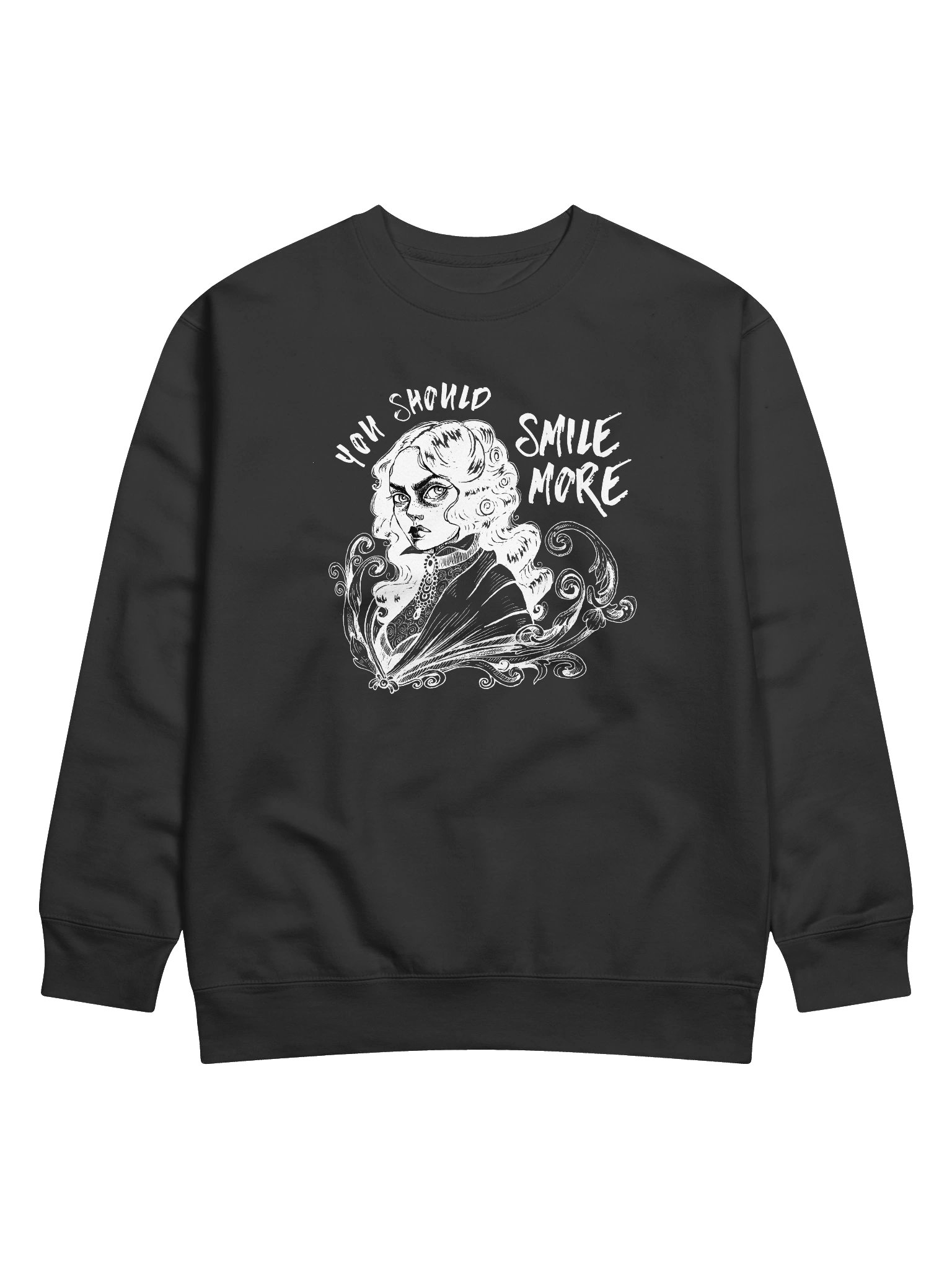"SMILE MORE" Black Sweatshirt (Design #1) product image (1)