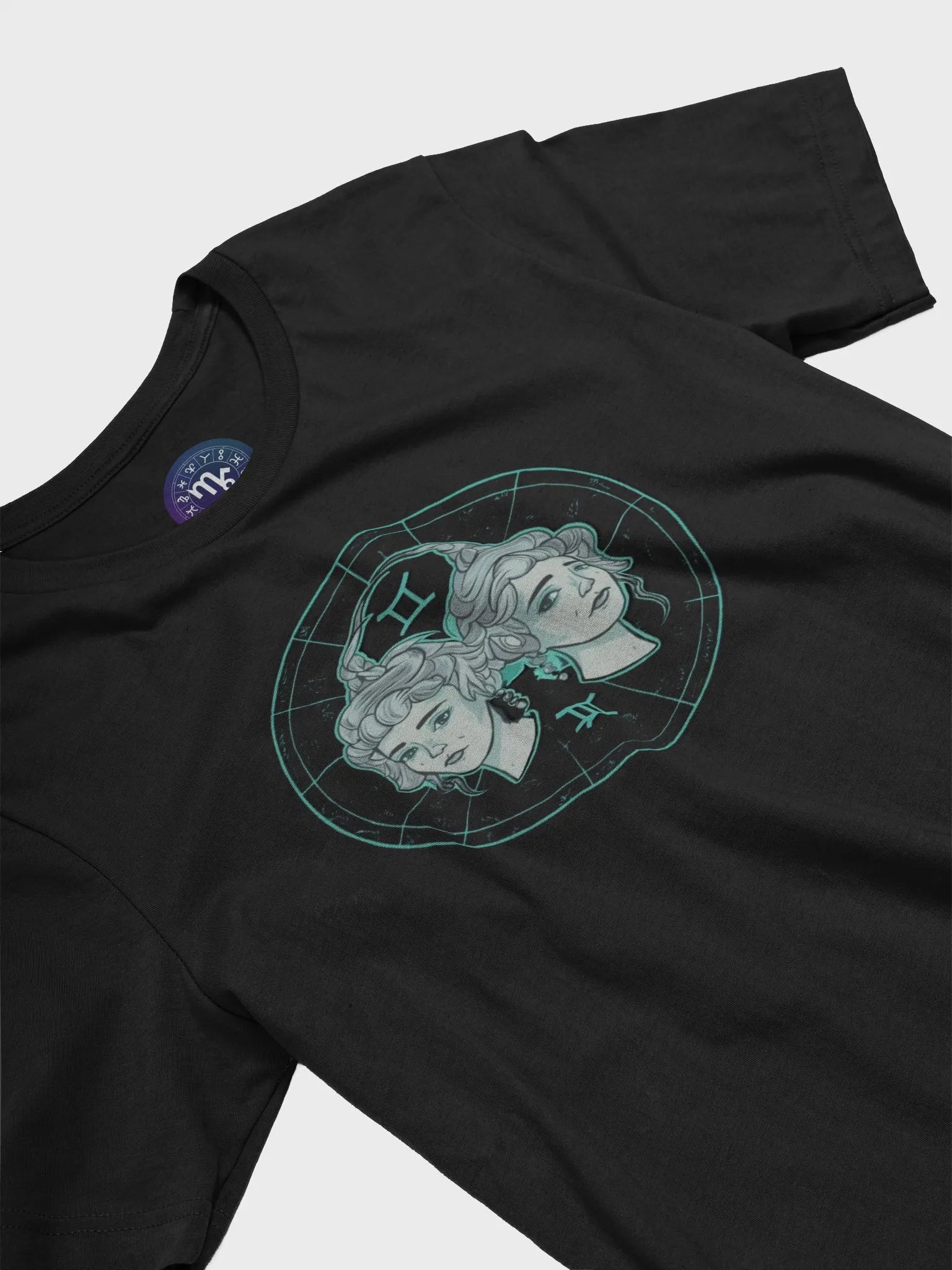 Unisex Gemini Zodiac T-Shirt - Celestial Twin Faces and Zodiac Frame Design product image (5)