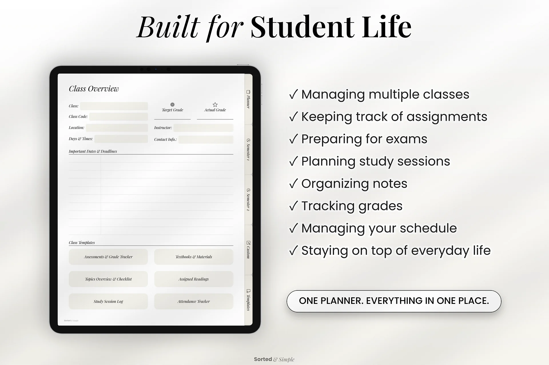 2026/2027 Mid-Year Student Digital Planner Portrait - Soft Neutral product image (11)