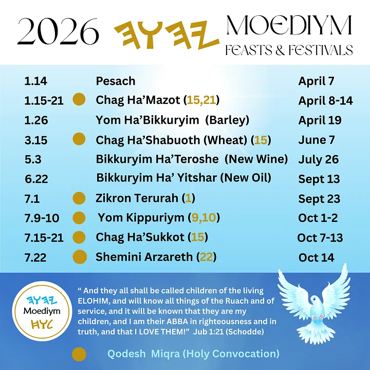 2026 Moedyim Feasts & Festivals Calendar Magnets - Enoch, Jubilees, Zadok, DSS (Hebrew) product image (2)