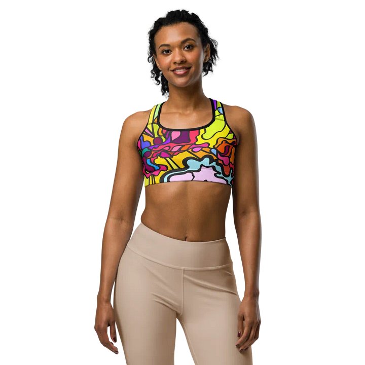 Vibrant Swirls All-Over Print Sports Bra - Wave at Sunset product image (1)