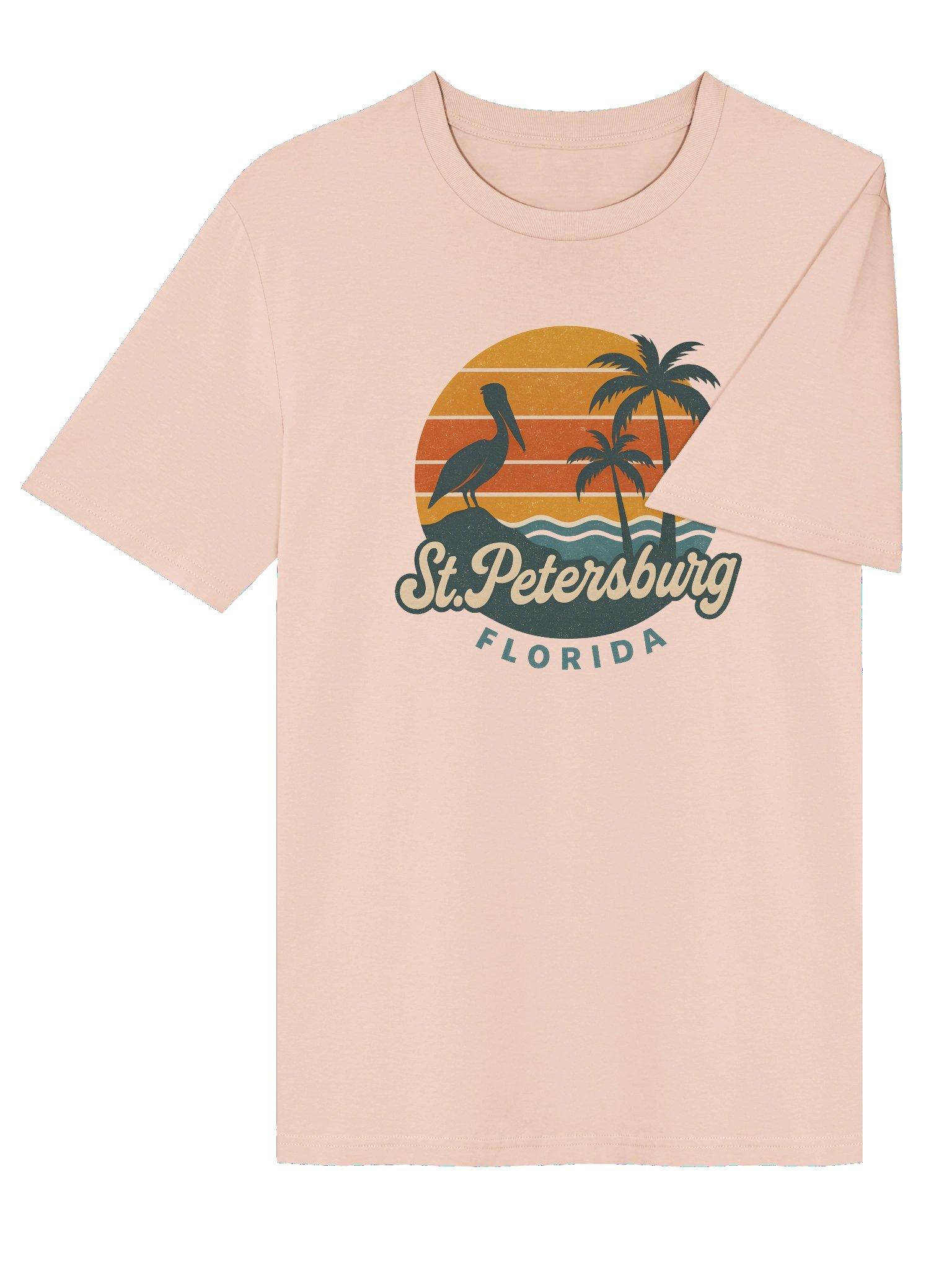 Vintage St Petersburg Florida Design with Palm Trees Pelican and Sunset T-shirtBeach Vibes product image (36)
