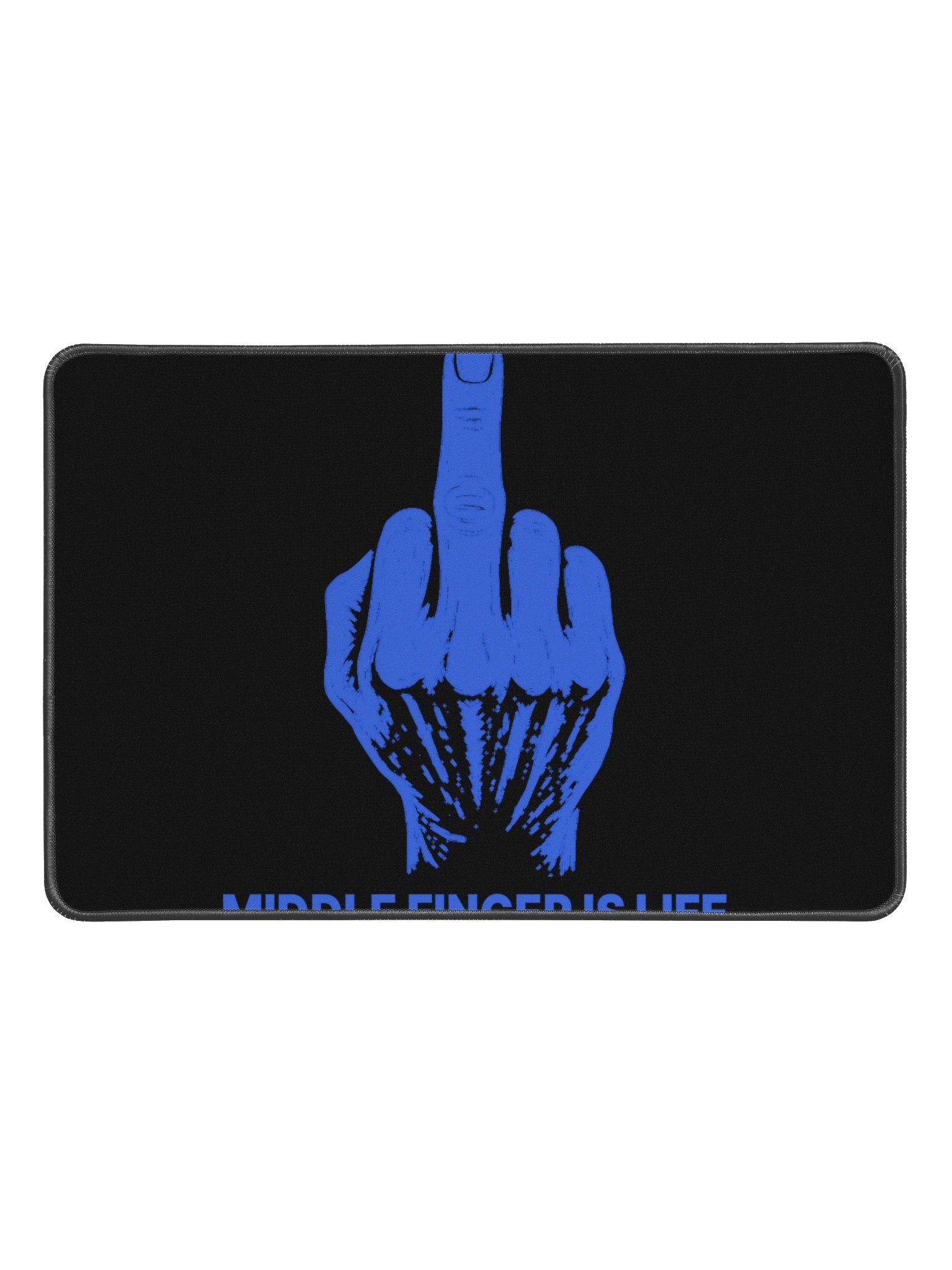 No ShopCo Middle Finger Desk Mat 12 x 18 - Royal Artwork - Black Background product image (1)