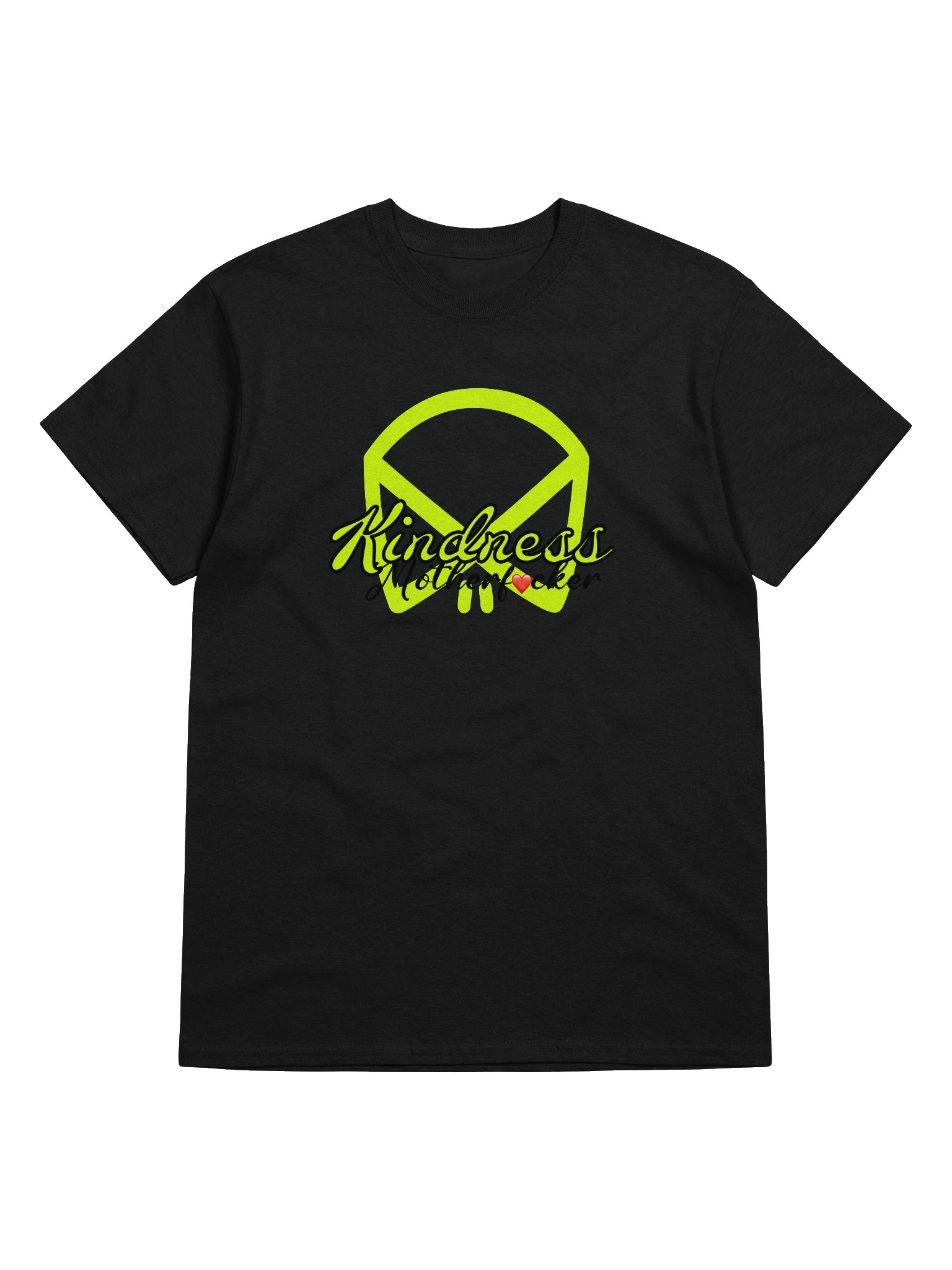 KINDNESS MOTHERF❤️CKER BOBUTAH SKULL LOGO (Neon & Black Script Tee) product image (40)