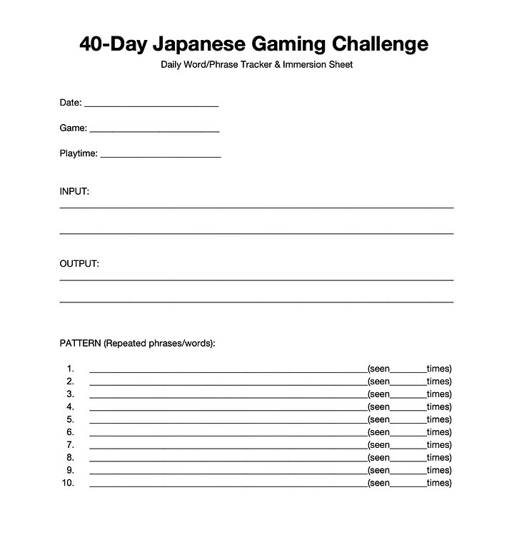 Japanese Challenge Printable Doc product image (1)