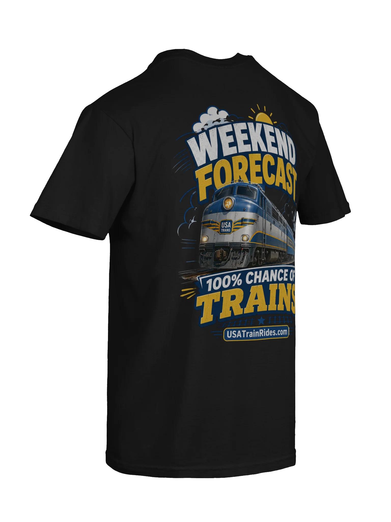 USA Train Rides Weekend Forecast %100 Chance of Trains Adult T-Shirt product image (8)
