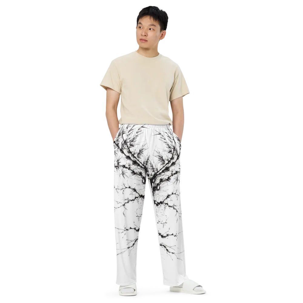 Bamboo Print Unisex Wide-Leg Pants product image (6)