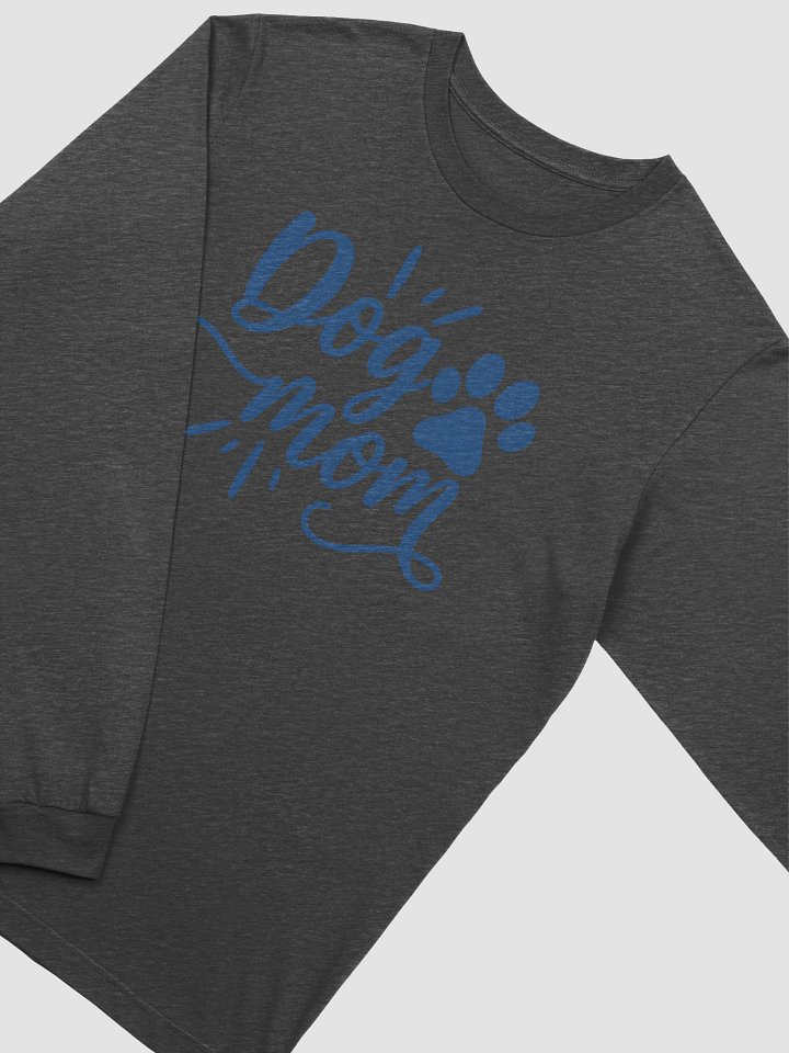 Dog Mom Long Sleeve Tee with Paw Print | Handwritten Style Shirt for Pet Moms product image (2)