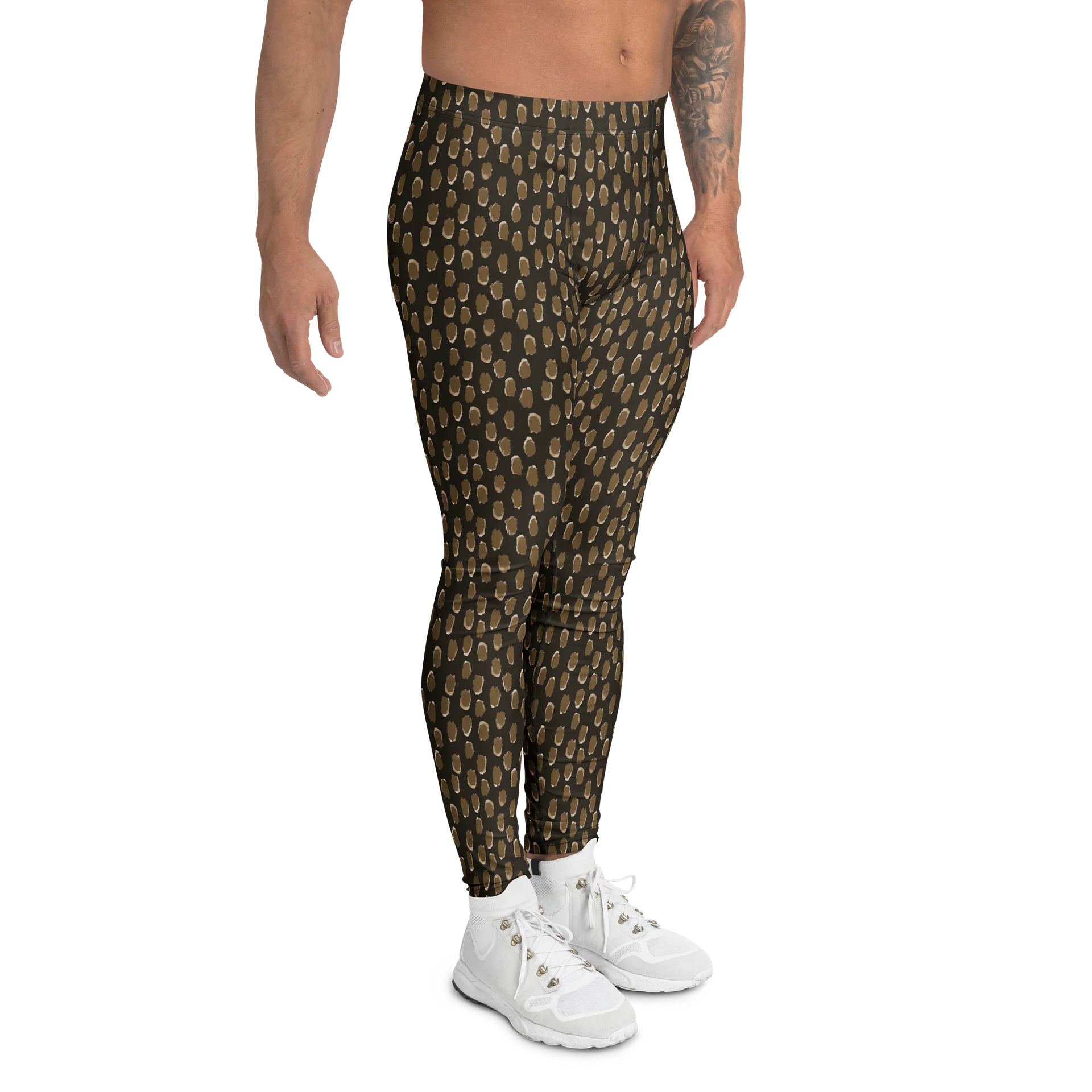 Watercolor Brown Spots Men's Athletic Leggings product image (3)