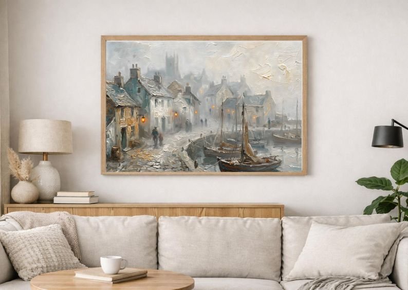 Rare Watercolor Coastal Wall Art Bundle of 3 – Abandoned Boathouse, Foggy Coastal Village & Driftwood Shore, Fine Detail Nautical Print product image (1)