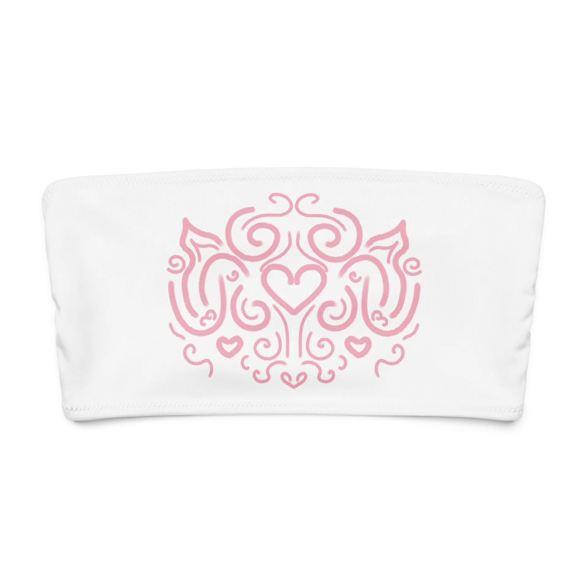 pink heart ornamental bandeau bikini top - white product image (3)