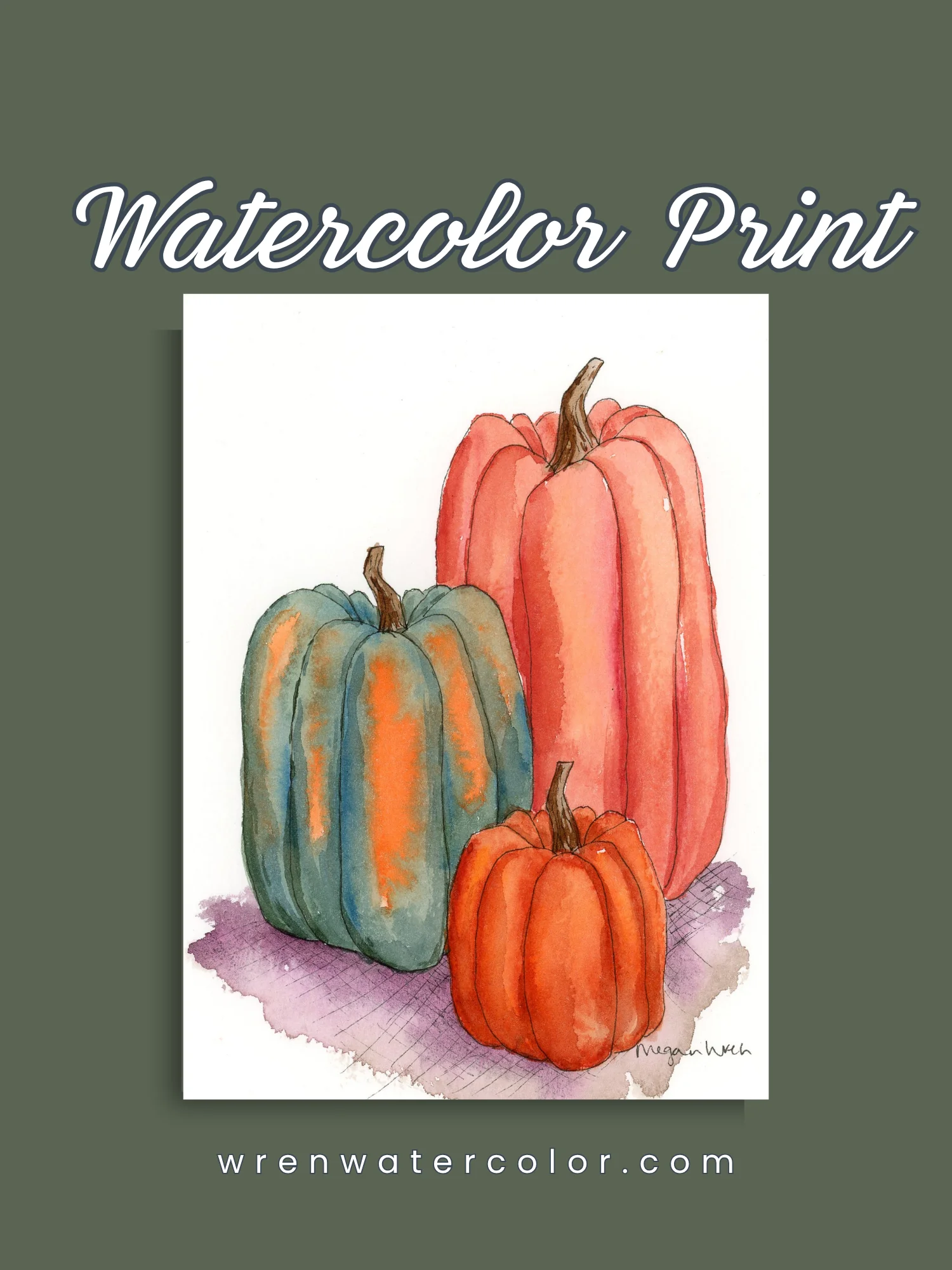 Fall Pumpkin Watercolor Print - Harvest Trio product image (1)