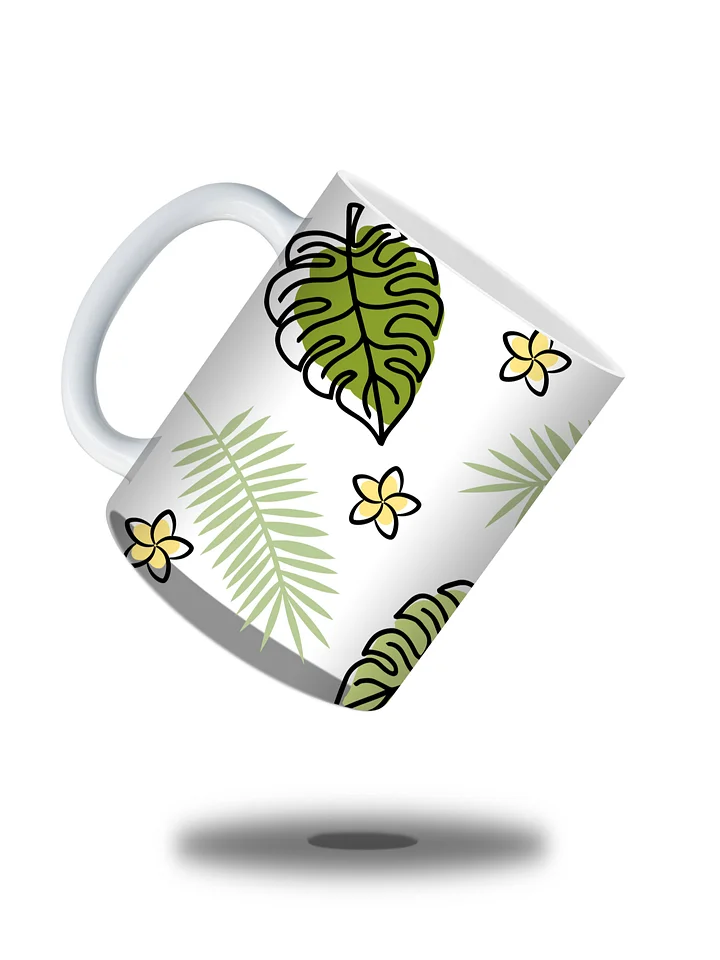 (Black Border) Monstera Tropical Leaves and Flowers 11oz Coffee Mug – Nature-Inspired Ceramic Cup with Monstera and Floral Design – Perfect Gift for Plant Lovers product image (1)