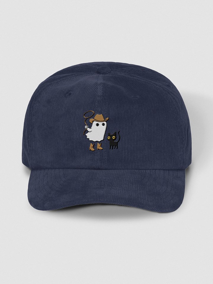 Embroidered Cowboy Ghost and pet black cat Halloween Corduroy Dad Hat product image (1)