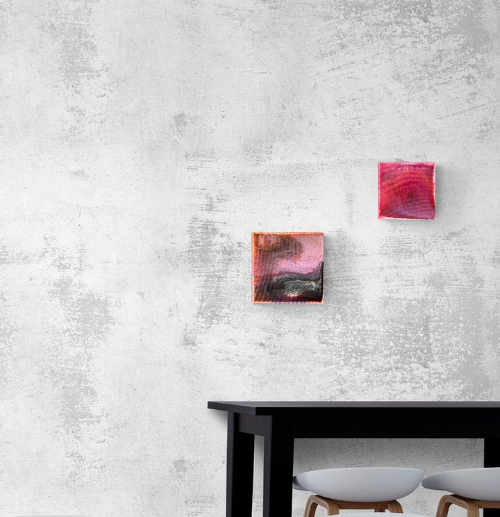 "Shades of Pink"- 8" x 8" AND "North Wind" 10"x 10" Pour paintings product image (1)