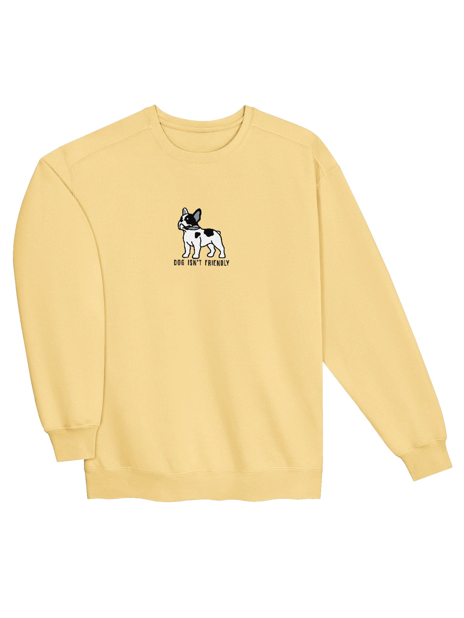 Dog Isn't Friendly Funny Chibi-Style Embroidered Premium Sweatshirt for French Bulldog(Pied, Black & White) Owners product image (43)