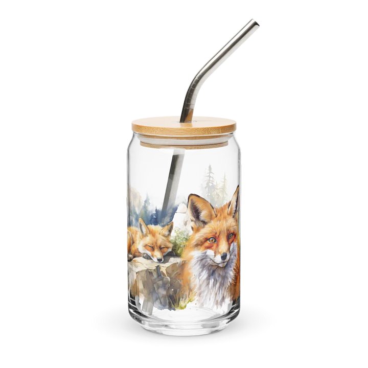 Foxes in the Wild Glass Can Sipper product image (1)
