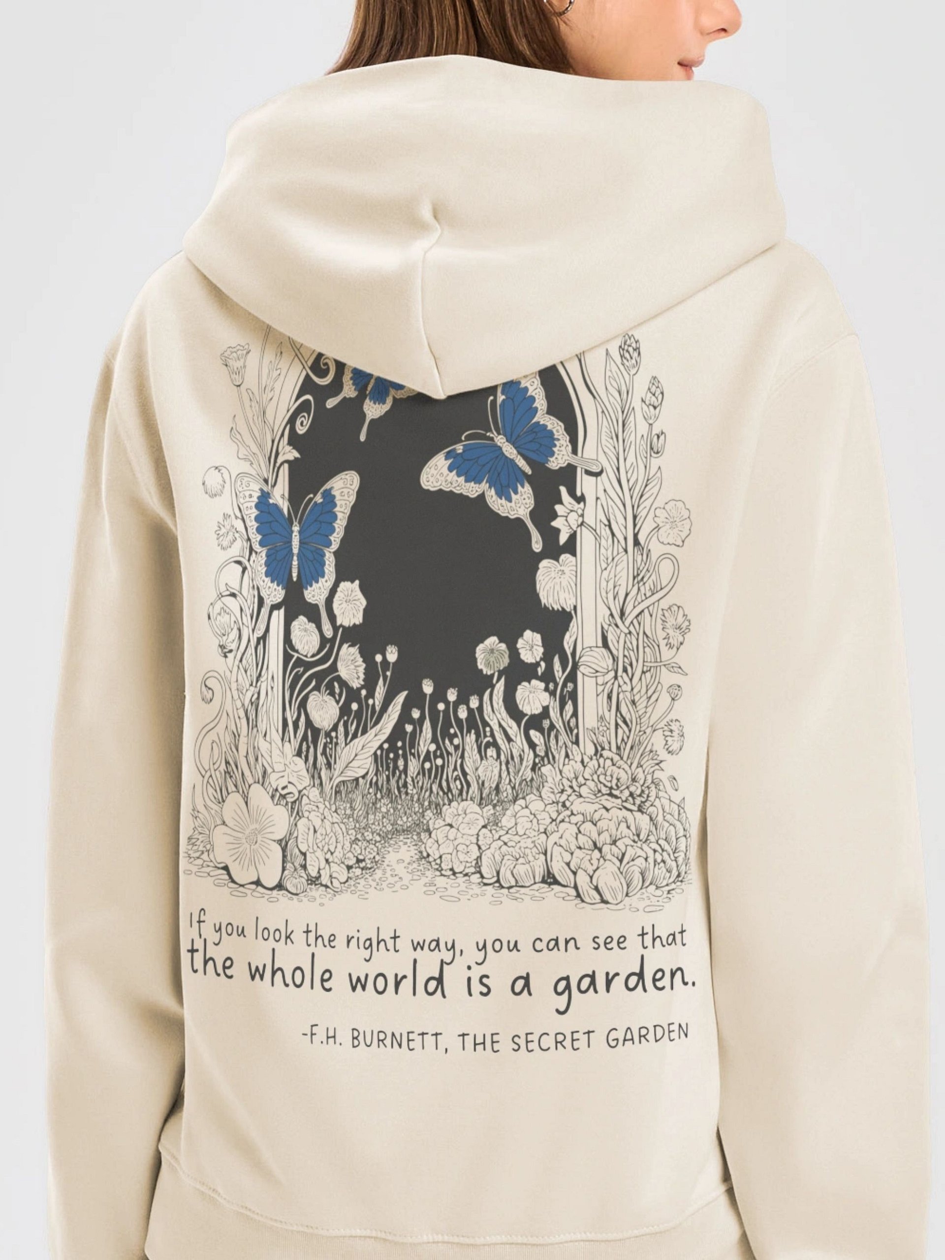Butterfly Hoodie with Secret Garden Quote, Nature Lover Pullover product image (1)