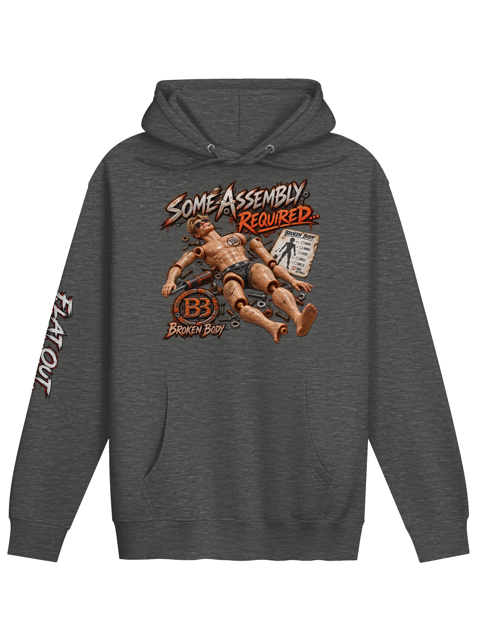 Funny Surgery Hoodie — Some Assembly Required Rebuild Hoodie | Flat Out Broken™ product image (2)