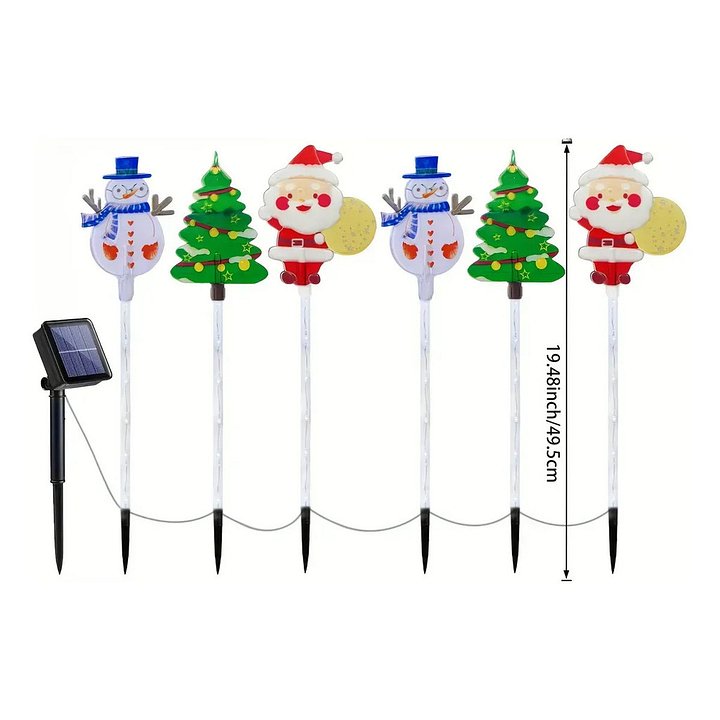 6 Luces Navideñas Solares: Decoración De Muñeco De Nieve product image (1)