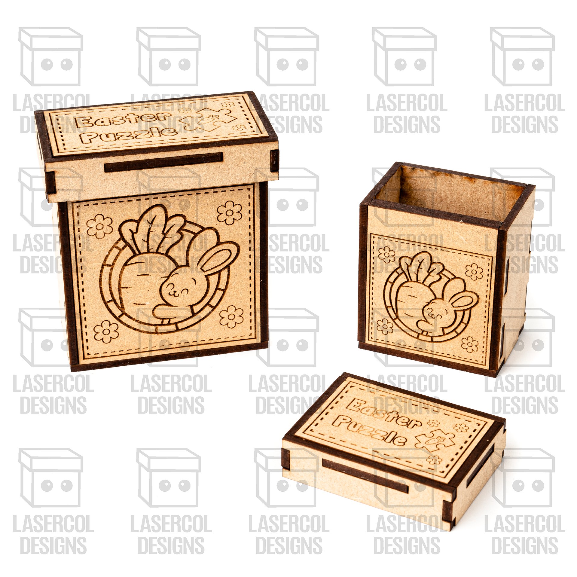 Easter Bunny Puzzle With Box Set 2 (2 Sizes) - Laser Cut Files product image (7)
