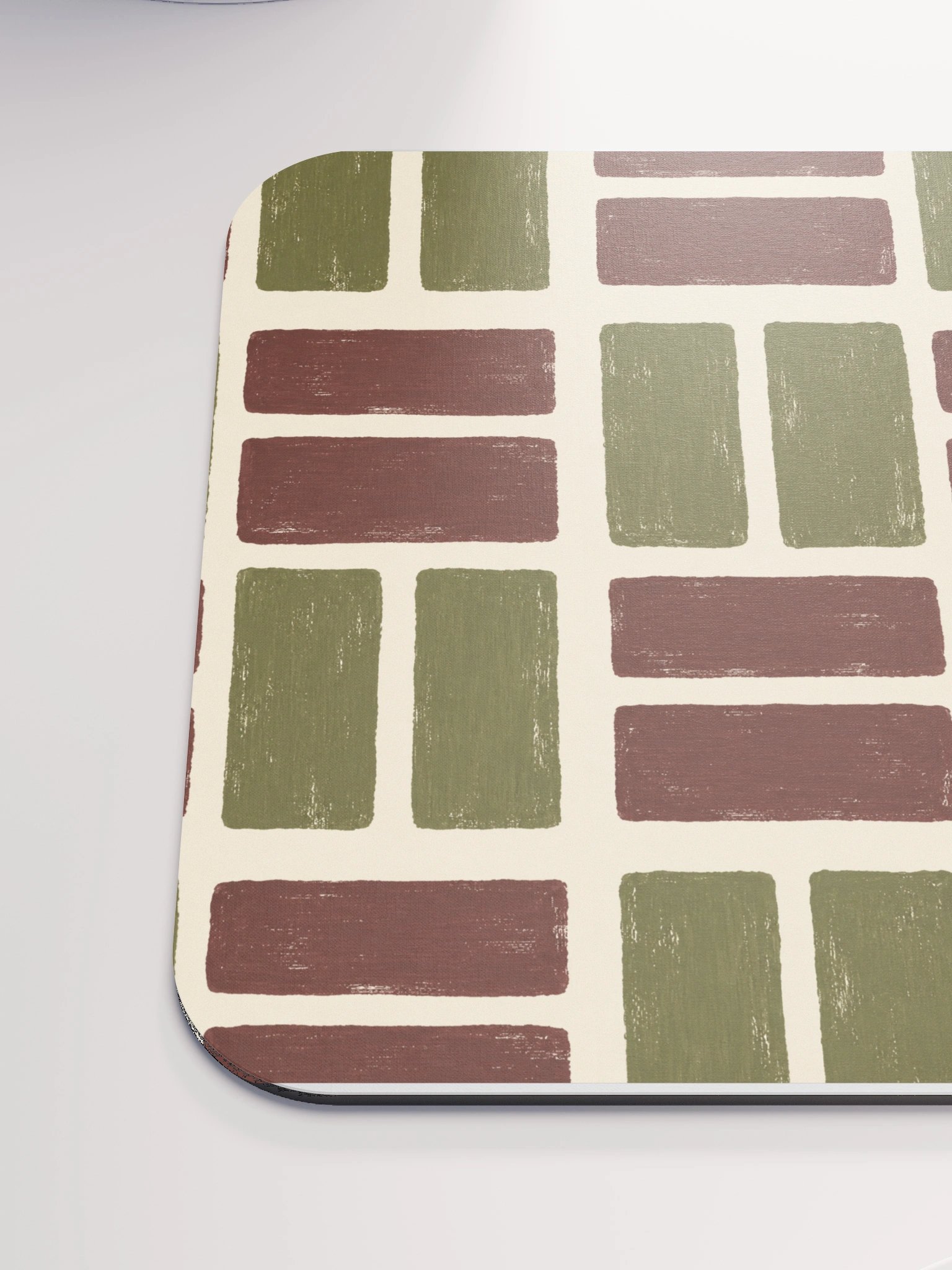 Olive Weave Classic Mouse Pad — Olive & Burgundy Check product image (6)