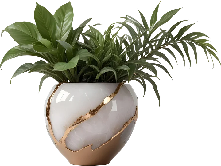 Glamour Organique – Luxury Bronze Design Planter PNG product image (1)