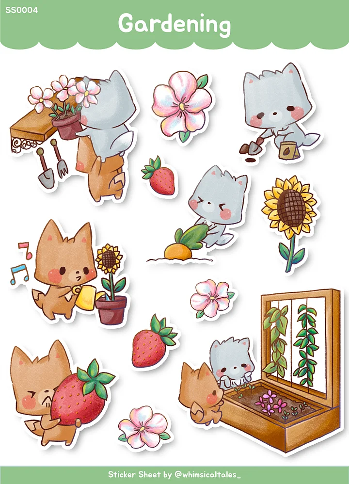 Gardening with the Foxes | Sticker Sheet product image (1)