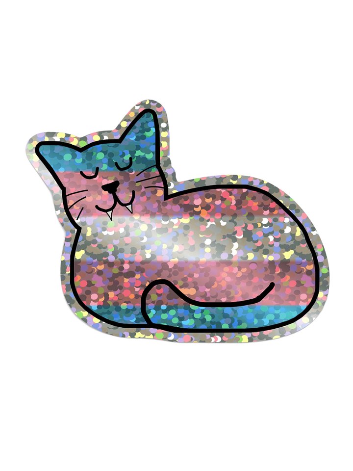 Sparkly Trans Pride Cat Loaf sticker product image (1)