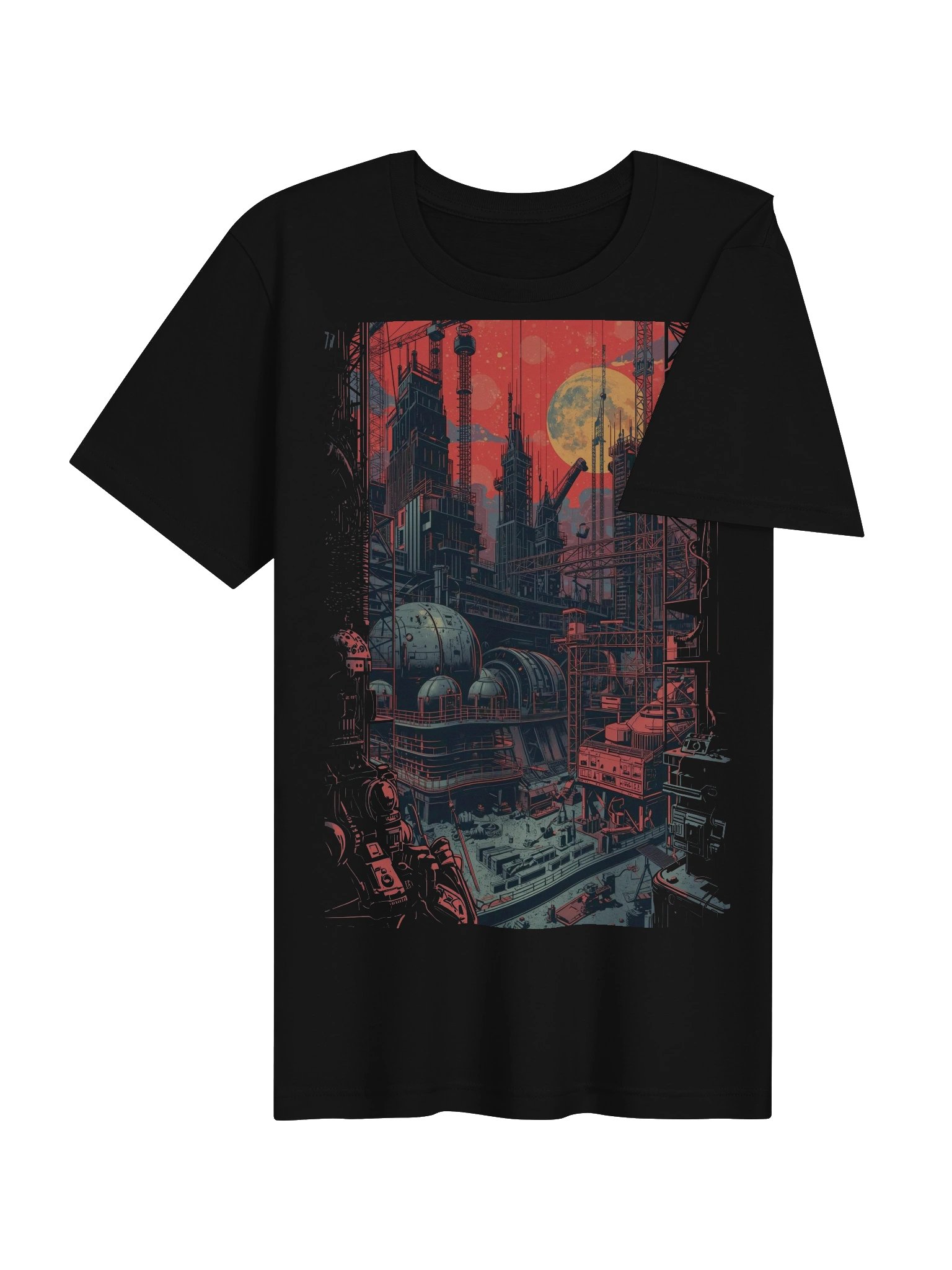 Retro Sci‑Fi Industrial Cityscape Lightweight T-Shirt product image (7)