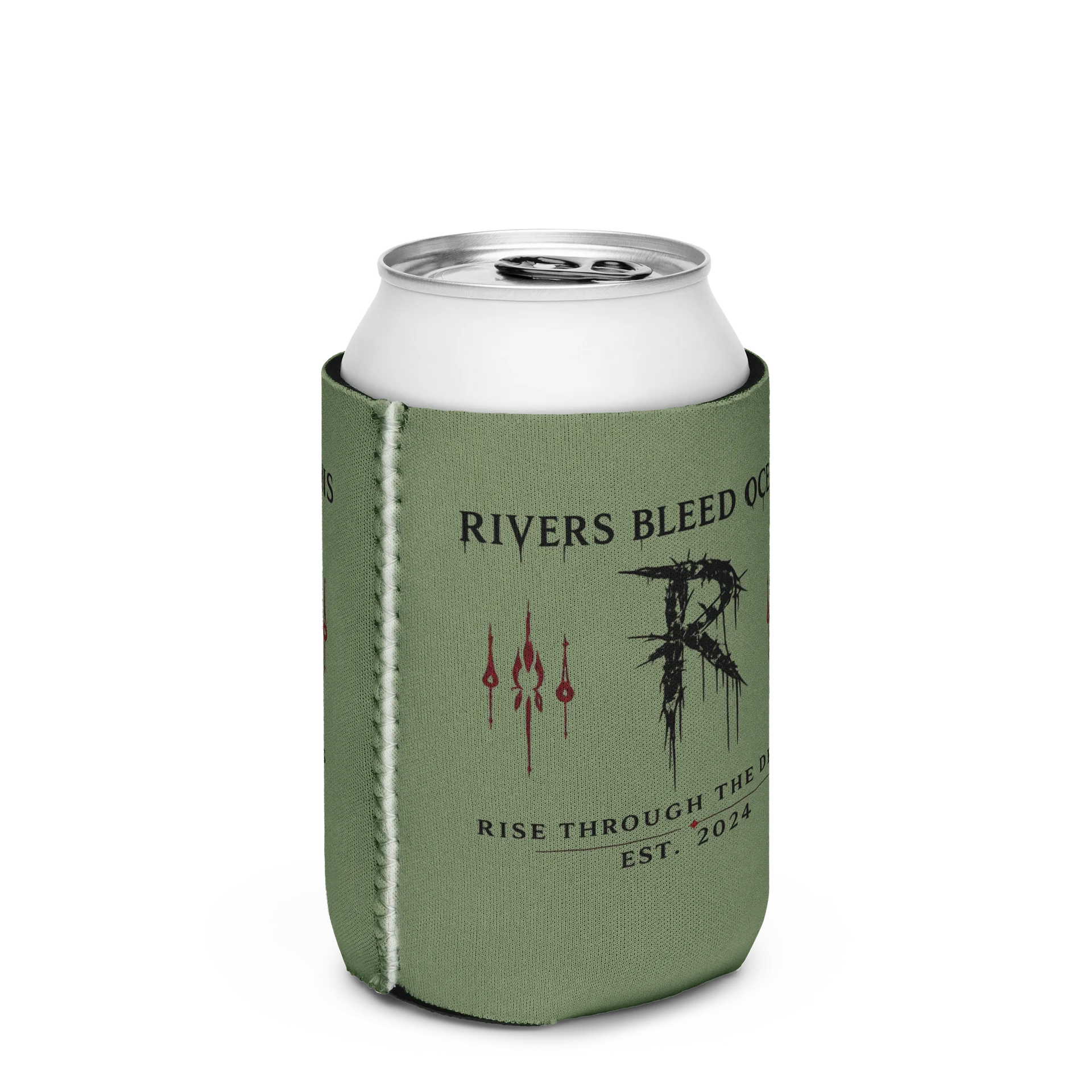 RIVERS BLEED OCEANS Coozie — Est.-Military Green product image (2)