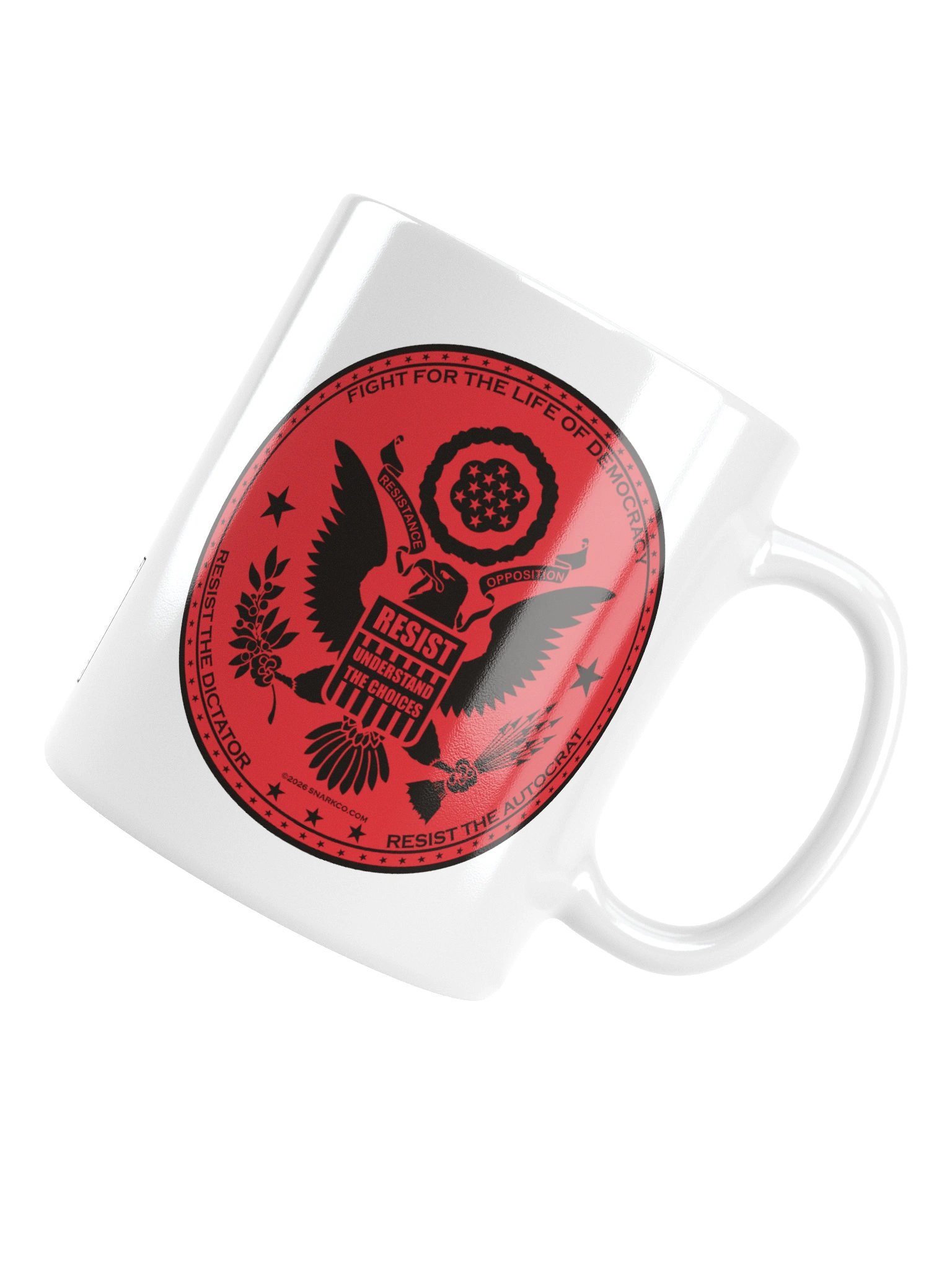 High quality white ceramic political mug says "Fight For The Life Of Democracy." product image (17)