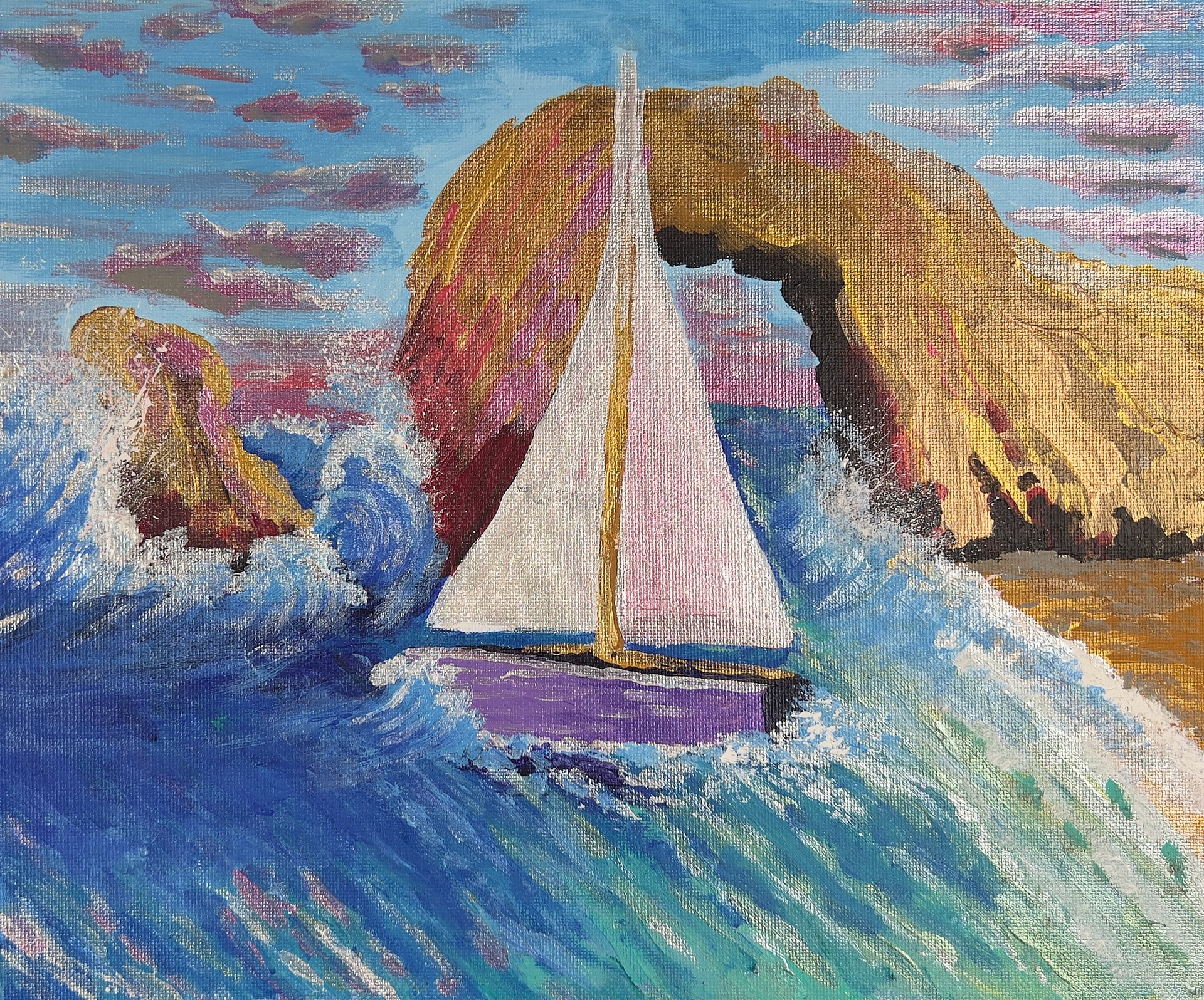 Sailing Through the Golden Arch — One-of-a-Kind Original Painting product image (1)