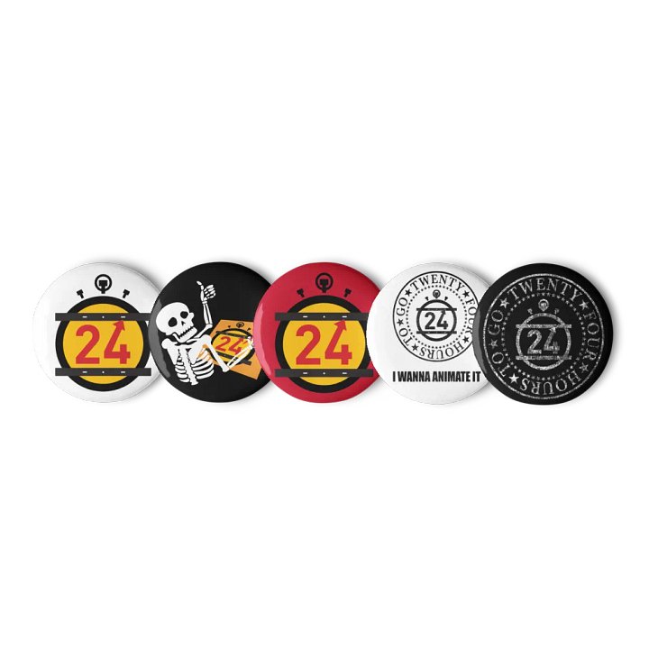 24 HOURS Button Pin Set product image (1)