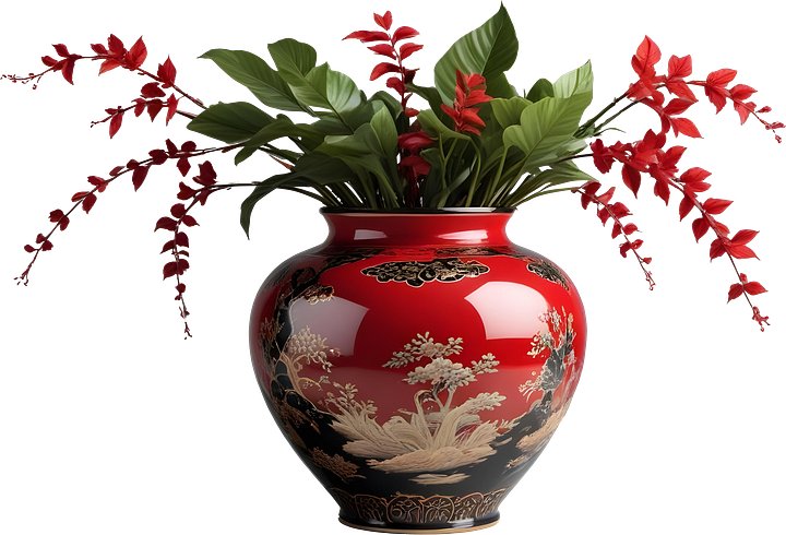 Chinese Porcelain Vase – Crimson Majesty with Gold Accents PNG product image (1)