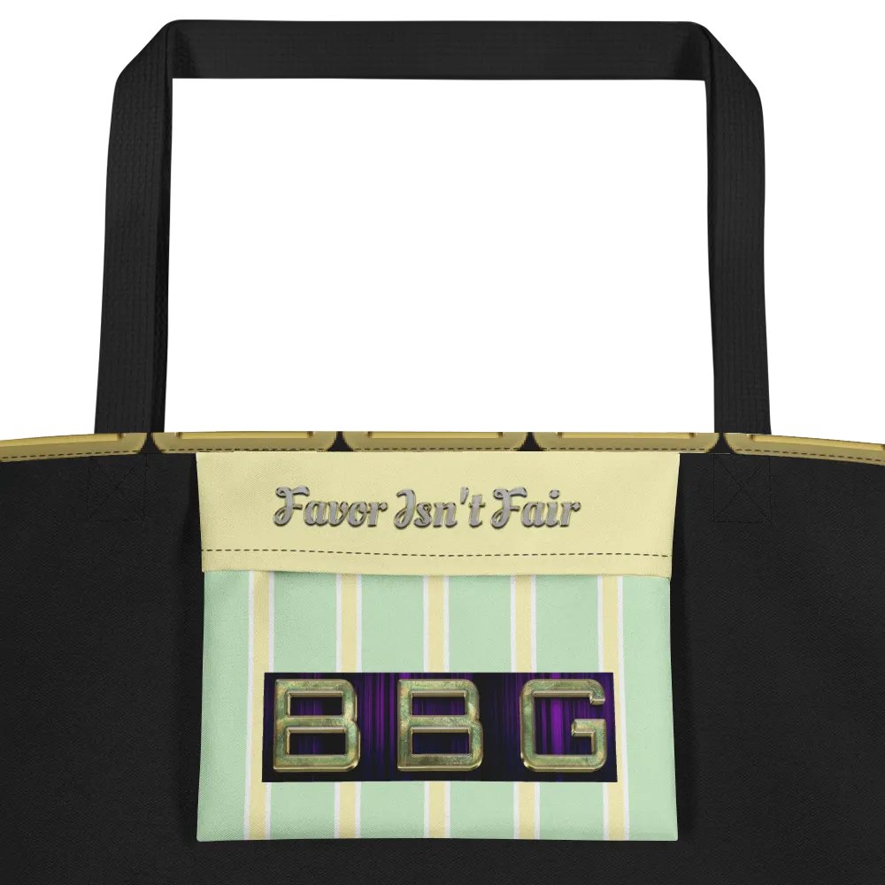 Yellow and Green Striped Geometric with Diamonds BBG Tote Bag with Pocket product image (4)