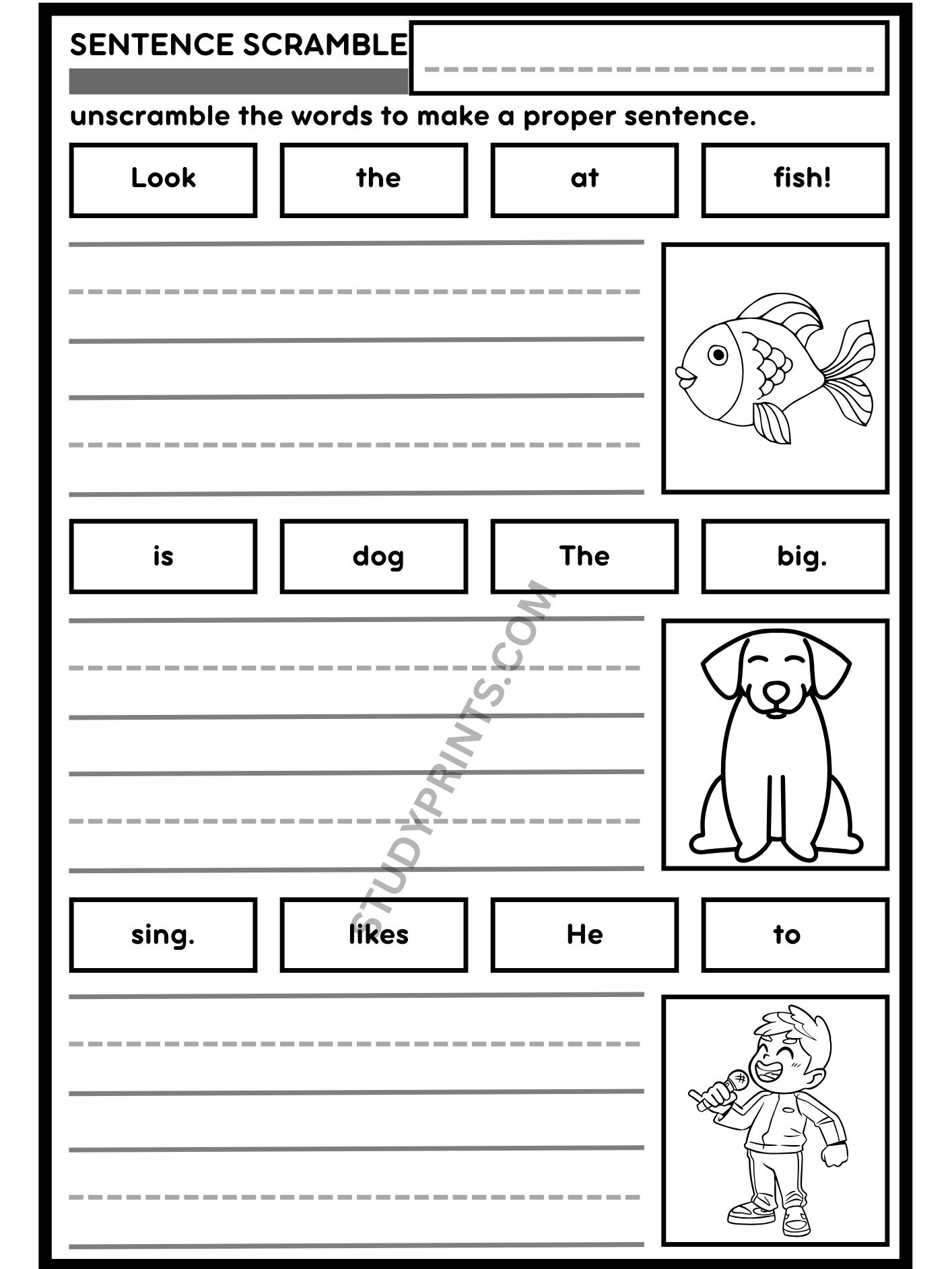 sentence scramble WORKSHEETS for KINDERGARTEN printable product image (6)