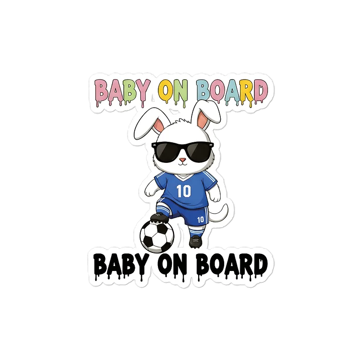 Funny Bunny Soccer Baby on Board Sticker - 5x5 Weatherproof Vinyl Car Decal - Cute Bunny Soccer Mom and Soccer Dad Gift product image (1)