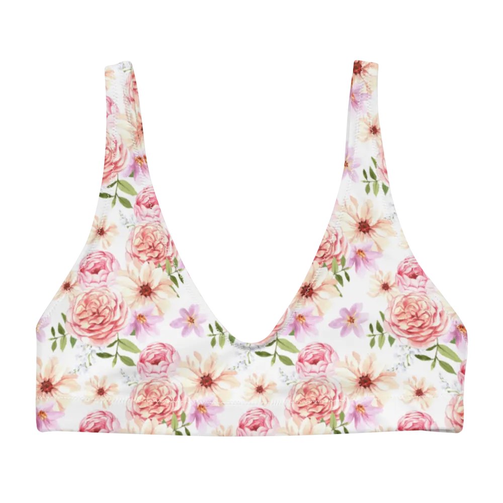 Watercolour Floral Pattern Padded Bikini Top - V6 product image (4)