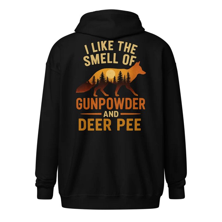 I Like the Smell of Gunpowder and Deer Pee Zip Hoodie | Funny Vintage Hunting Hoodie product image (1)