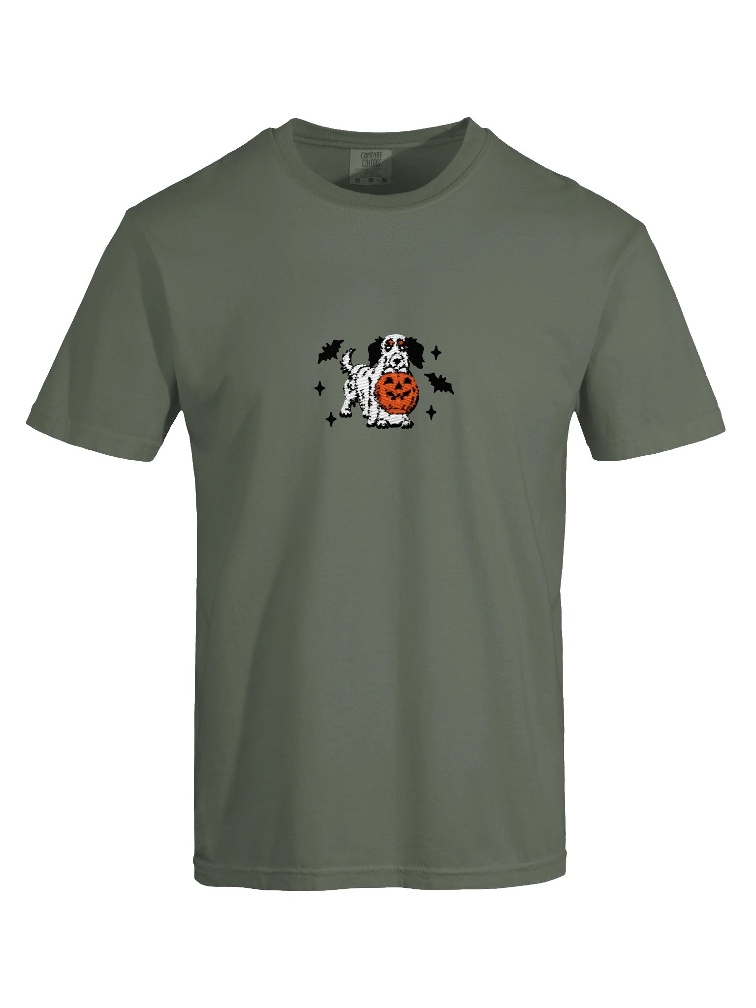 Halloween Longhaired Dachshund(Pied, Black) Embroidered T-Shirt product image (13)